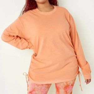 Victoria’s Secret PINK Women's Campus Long Sleeve Ruched Tee Orange Medium NWT